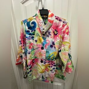 NWT Ali Miles Multicolor Artistic  resort coastal Jacket 2x